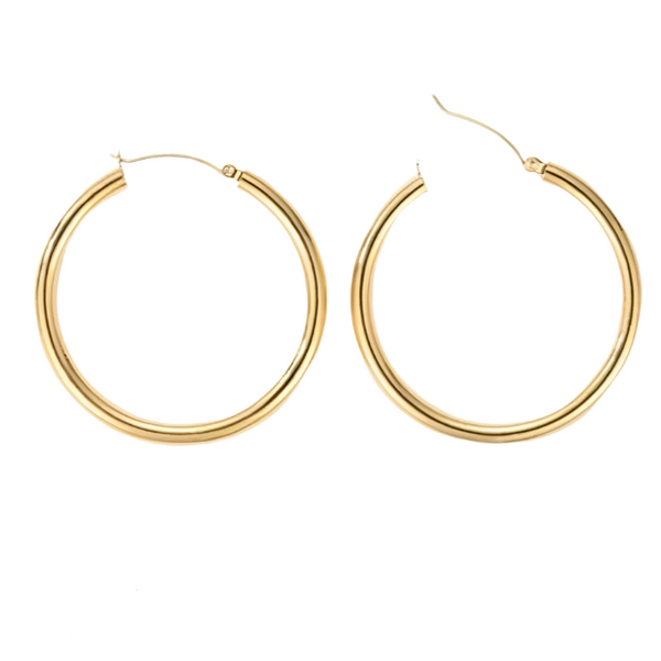Veile Studios Broad Round Hoops In Gold Stainless Steel For Fashion Jewellery Collection Earrings