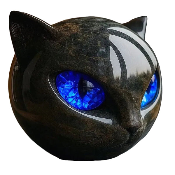 Black Cat Stone Statue (Resin Head Marble Texture): Healing Souvenir Gift Home/Office Desk Decor. Ornaments & Statues