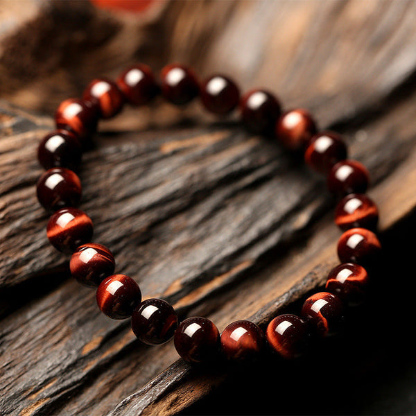 Veile Studios 8Mm Tiger Eye Bracelet Stretch Design Unisex Fashion Jewellery For Casual Wear Bracelets