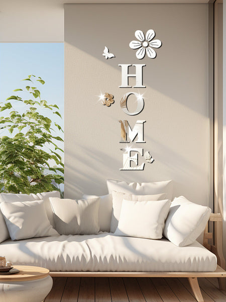 Acrylic Mirror Flowers Home Decoration Letters Soft Self Adhesive Wall Stickers