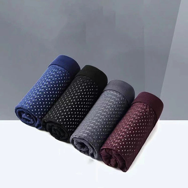 Mens Ice Silk Flat Corner Breathable Mesh Thin Underwear Four Pants