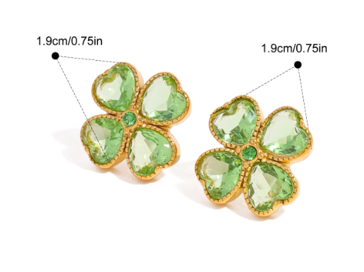 Veile Studios Stainless Steel Zircon Lucky Clover Earrings