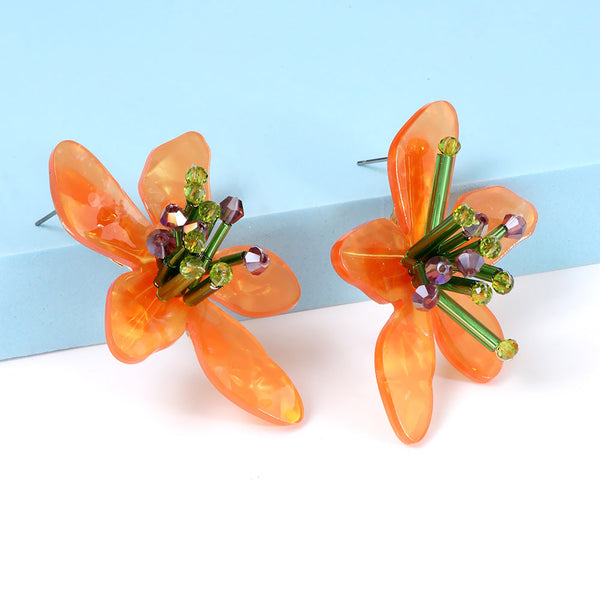 Veile Studios Acrylic Flower Retro Beach Style Trendy Womens Jewelry Accessories Earrings