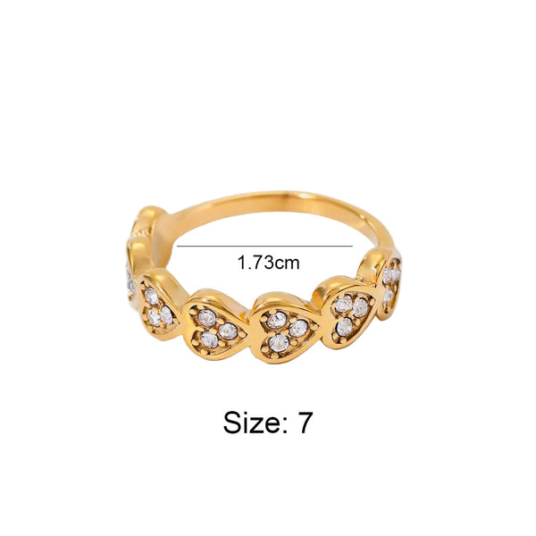 Stainless Steel Inlaid Zircon Heart Ring Rings