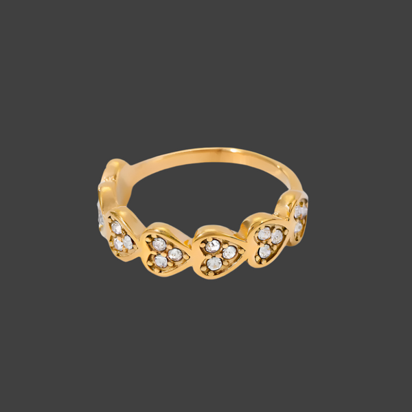 Stainless Steel Inlaid Zircon Heart Ring Rings