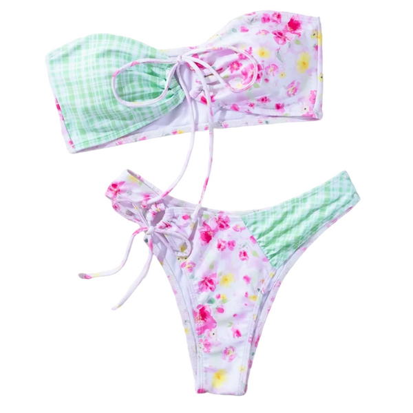 Small Floral Halter  Separated Bikini Swimsuit For Women Swimwear