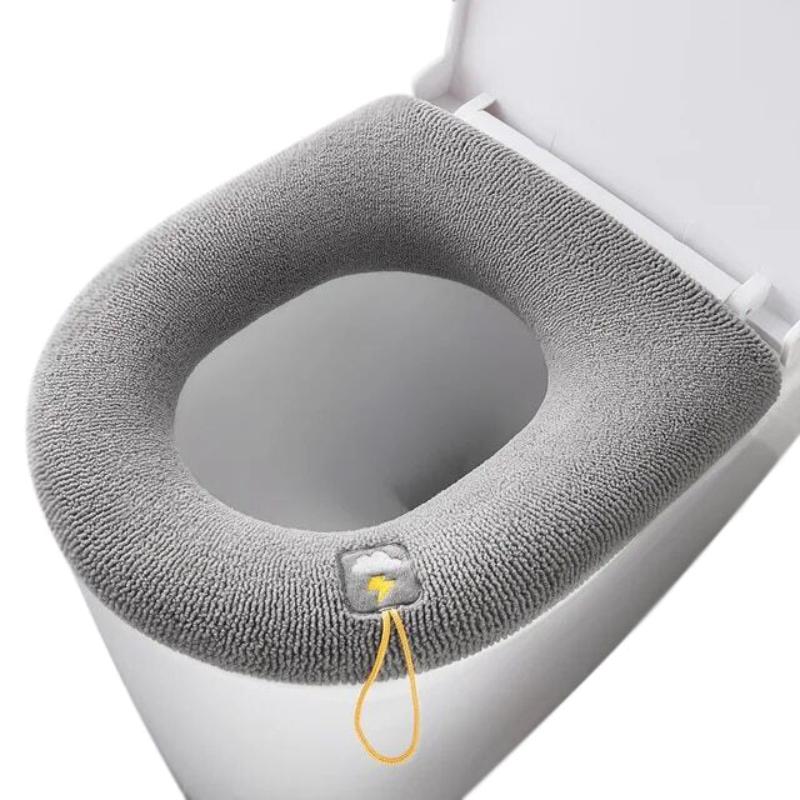 Toilet Seat Cover Gray Washable Soft Mat Pad Cushion Bidet Accessories O Shape Bath Mats Rugs & Toilet Covers