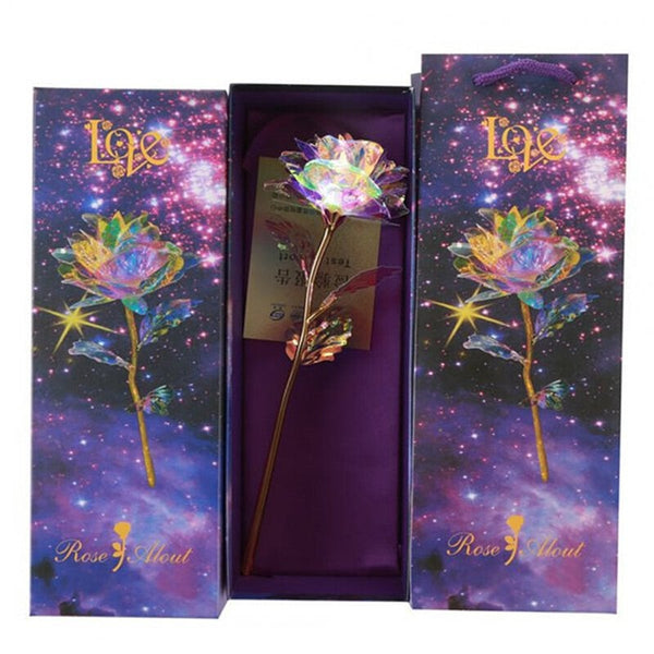 24K Gold Foil Rose Luminous Galaxy Flowers Gifts For Mother's Day Valentine's Floral Décor