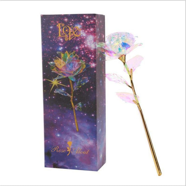 24K Gold Foil Rose Luminous Galaxy Flowers Gifts For Mother's Day Valentine's Floral Décor