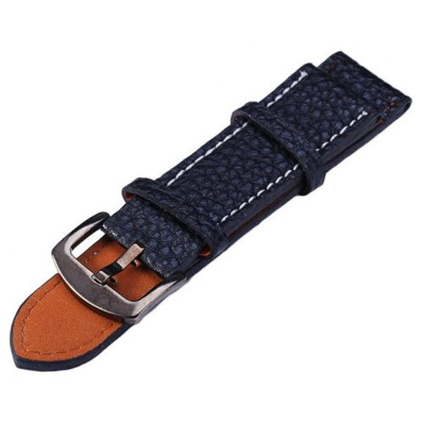 24Mm Leather Strap Watch Band White Black Stitches Watch Bands