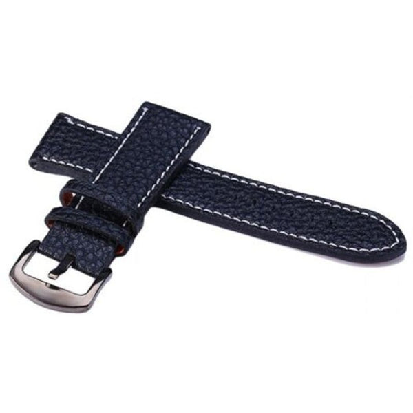 24Mm Leather Strap Watch Band White Black Stitches Watch Bands