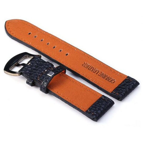 24Mm Leather Strap Watch Band White Black Stitches Watch Bands