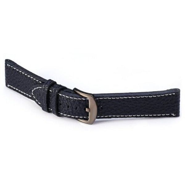 24Mm Leather Strap Watch Band White Black Stitches