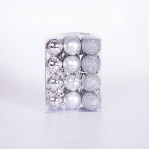 24Pack Christmas Tree 3Cm Ball Decorations For Diy Hanging Ornament Home Silver