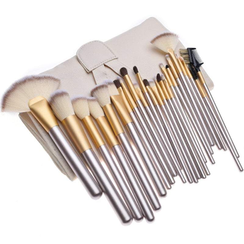 Make Up Sets 24Pcs Champagne Colour Makeup Kit Professional Cosmetic With Beige Pouch Bag Brushes