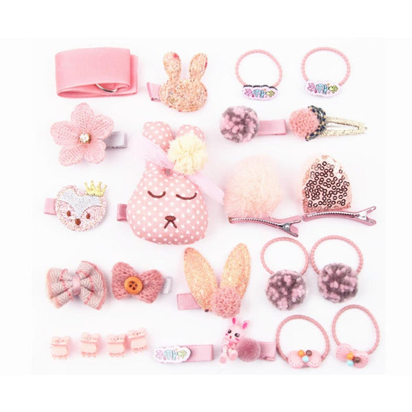 24Pcs Children's Hair Ornament Girl's Butterfly Tie Cartoon Clip Headdress Set Hair Accessories