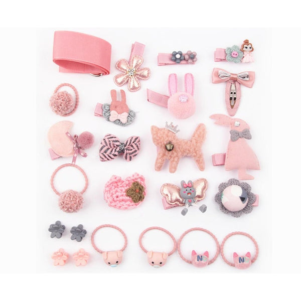 24Pcs Children's Hair Ornament Girl's Butterfly Tie Cartoon Clip Headdress Set Hair Accessories