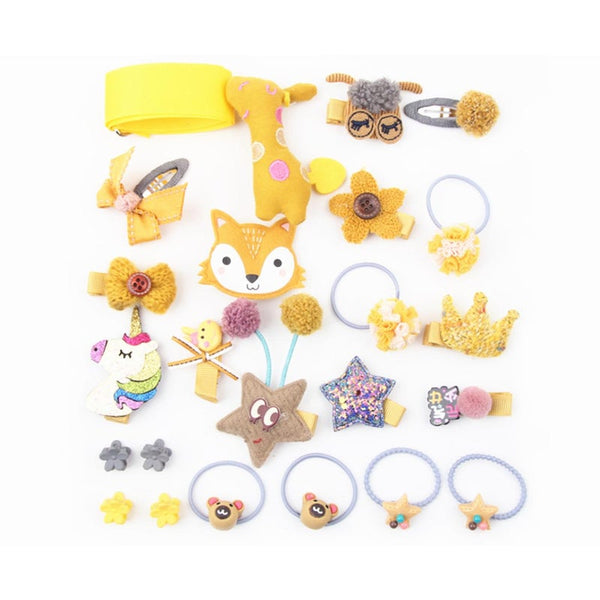 24Pcs Children's Hair Ornament Girl's Butterfly Tie Cartoon Clip Headdress Set Hair Accessories