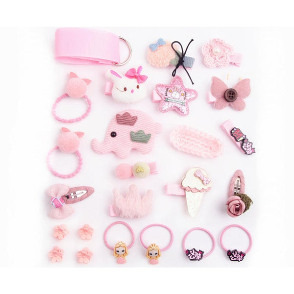24Pcs Children's Hair Ornament Girl's Butterfly Tie Cartoon Clip Headdress Set Hair Accessories