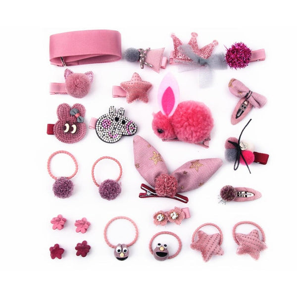 24Pcs Children's Hair Ornament Girl's Butterfly Tie Cartoon Clip Headdress Set Hair Accessories