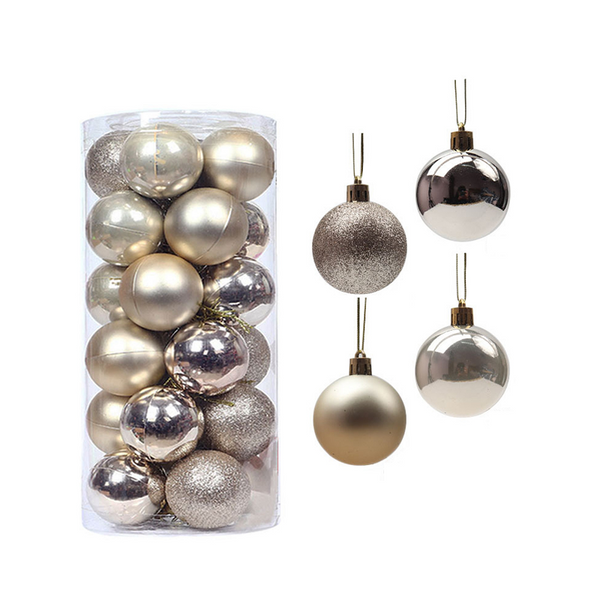 24Pcs 6Cm Christmas Balls Lanyard Hanging Matte Glossy Design Xmas Party Decor