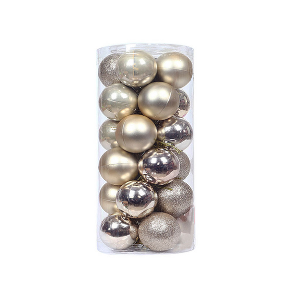 24Pcs 6Cm Christmas Balls Lanyard Hanging Matte Glossy Design Xmas Party Decor Seasonal Decorations