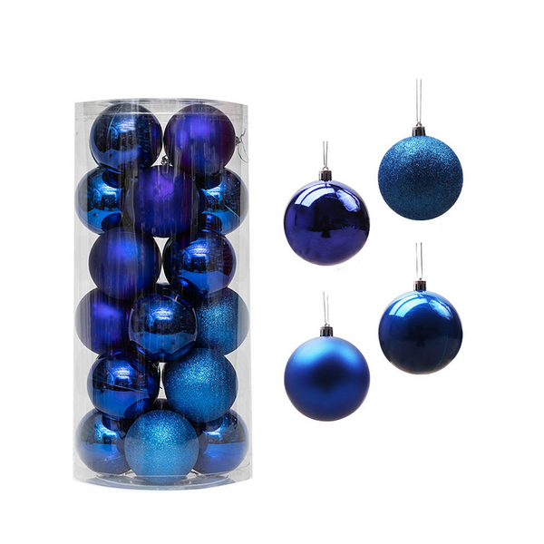 24Pcs 6Cm Christmas Balls Lanyard Hanging Matte Glossy Design Xmas Party Decor