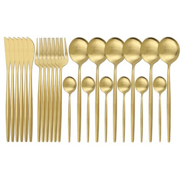 24Pcs Stainless Steel Cutlery Set Fork Knife Spoon Tableware Flatware Cutlery Sets