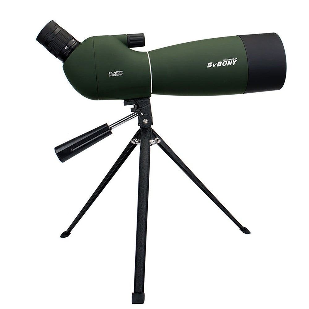 25 75X70mm Spotting Scope Sv28 Telescope Continuous Zoom Bk7 Prism Mc Lens Waterproof Hunting Monocular Tripod F9308b