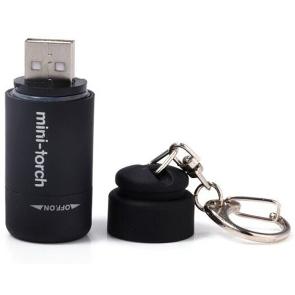 25 Lumens Torch Keychain Pocket Usb Rechargeable Led Light Flashlight Lamp For Outdoor Supplies Black Flashlights