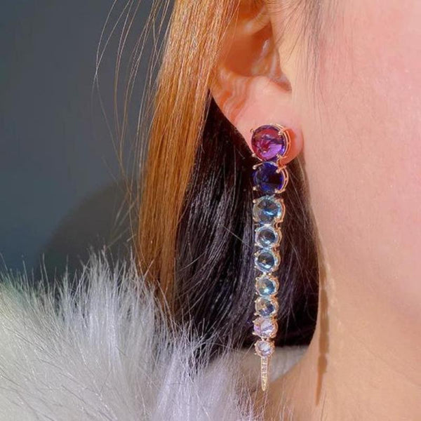 Veile Studios Large Round Diamond Zircon Coloured Jewellery Women Earrings