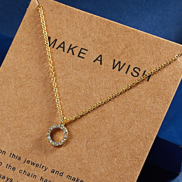 Veile Studios Paper Card Inlaid Diamond Hollow Circular Pendant With Collarbone Chain Necklace Necklaces & Pendants