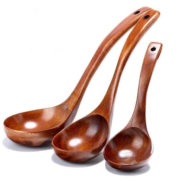 Long Handled Bamboo Soup Spoons Kitchen Utensils Ladle Cooking Utensils