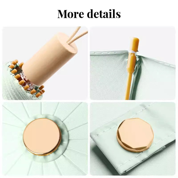 16 Rib Color Rubber & Gold Aluminum Alloy Frame: New Chinese Retro Folding Umbrella With Sun Protection And Uv Resistance. Umbrellas