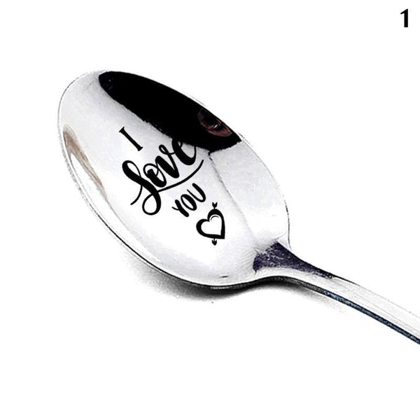 Valentine's Day Gift Stainless Steel Long Handle Spoon With Love Quotes Spoons