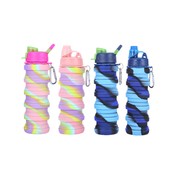 Collapsible Water Bottle Leakproof Fold Silicone Cute Bottles Kids Cup With Straw