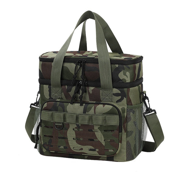 Outdoor Double Layer Cooler Bag With Camouflage Design Large Capacity Shoulder Tote For Picnics And Food Delivery Ice Chests & Coolers