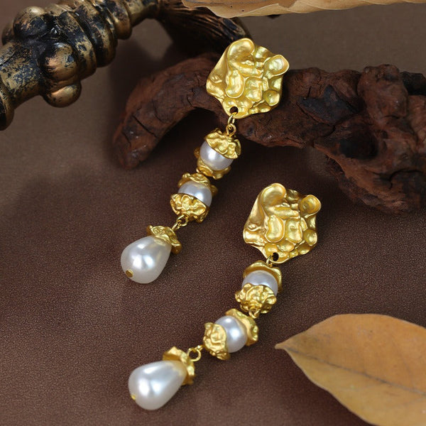 Veile Studios Floral Pearl Non Fading Alloy High End Design Trendy Accessories Earrings
