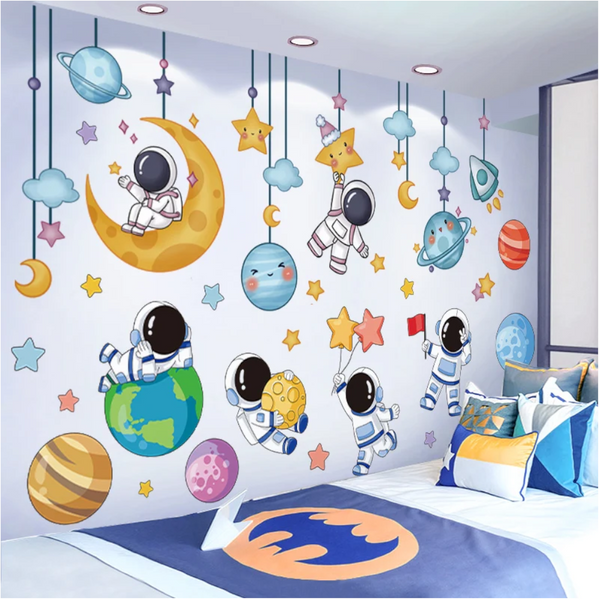 Astronauts Wall Stickers Vinyl Diy Stars Planets Decals For Kids Rooms Baby Bedroom Children Nursery Home Decoration Wall Decals & Stickers