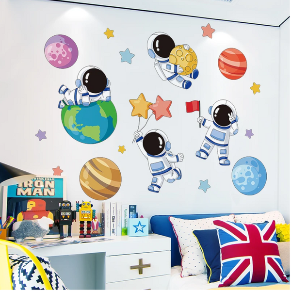 Astronauts Wall Stickers Vinyl Diy Stars Planets Decals For Kids Rooms Baby Bedroom Children Nursery Home Decoration Wall Decals & Stickers