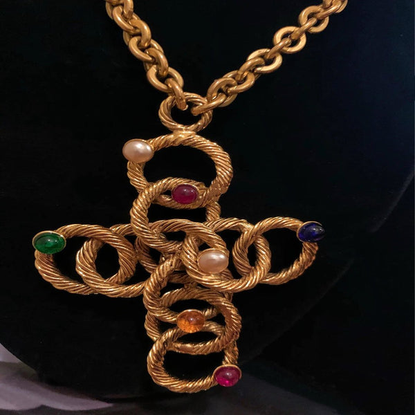 Veile Studios Medieval Fragrant Home Vegetarian Gold Cross Chain Necklace Copper Necklaces & Pendants