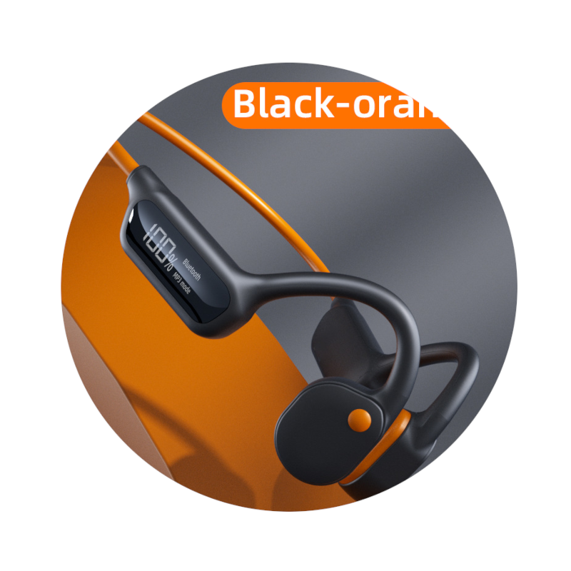 Black Orange Waterproof Bluetooth Headset 32Gb Memory Lightweight Headsets