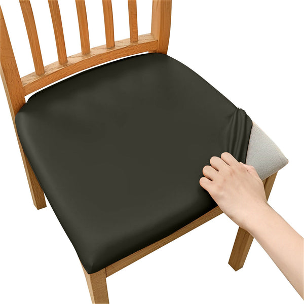 Plain Beige Stretch Chair Seat Cover For Dining Kitchen Washable Removable Chair Covers