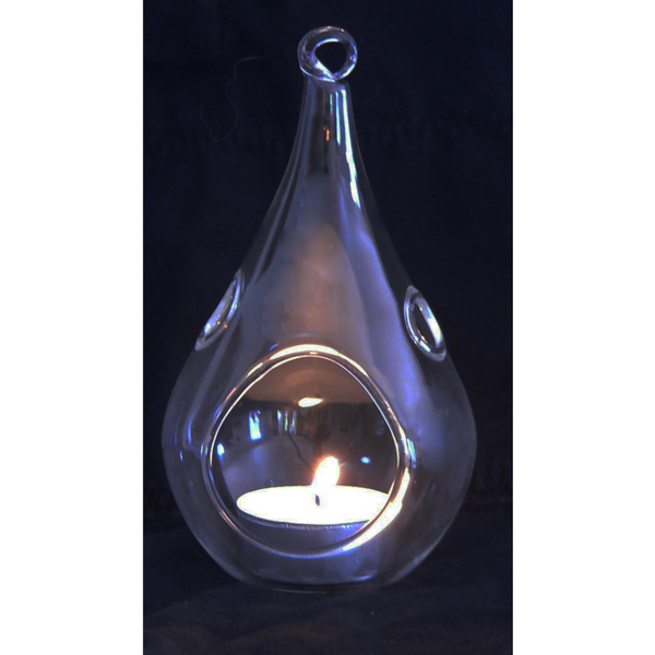 My Decorations 25 Bulk Pack Of Hanging Clear Glass Tealight Candle Holder Tear Drop Pear Hour Shape 20Cm High Terrarium Plant Mini Garden Craft Gift C