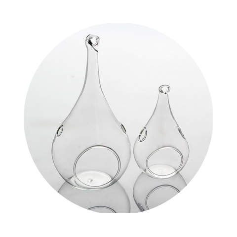 My Decorations 25 Bulk Pack Of Hanging Clear Glass Tealight Candle Holder Tear Drop Pear Shape 12Cm High Terrarium Plant Mini Garden Candle Holders &
