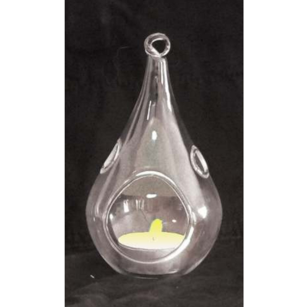 My Decorations 25 Bulk Pack Of Hanging Clear Glass Tealight Candle Holder Tear Drop Pear Shape 12Cm High Terrarium Plant Mini Garden Candle Holders &
