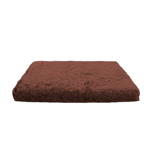 Pet Bed Dark Brown Removable Calming Soft Plush Cushion Mat Pet Beds