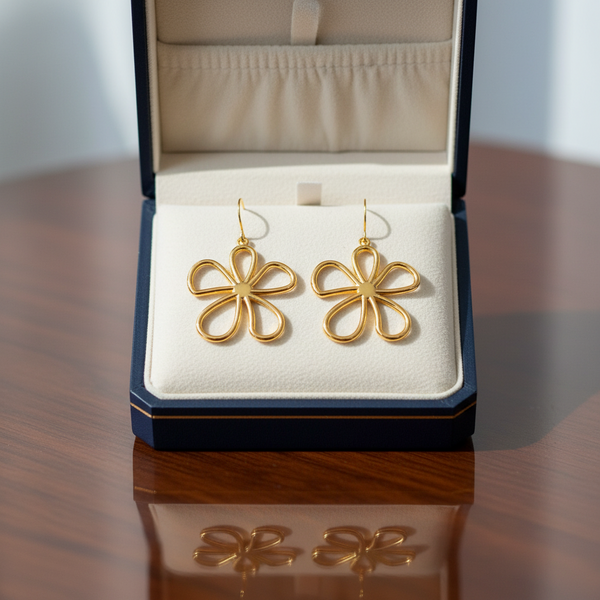 Simple And Elegant Stainless Steel Line Flower Accessories Earrings
