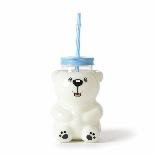 Bear Straw Cup With Lid Glass Cups & Saucers