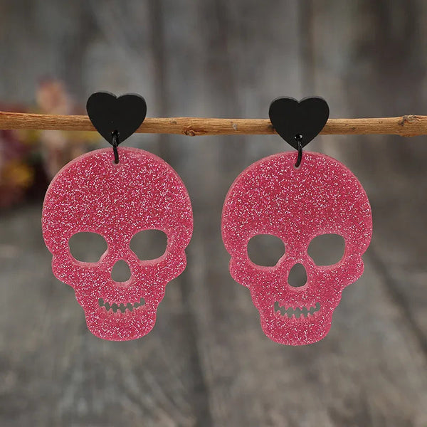 Veile Studios Acrylic Skeleton & Heart Earrings